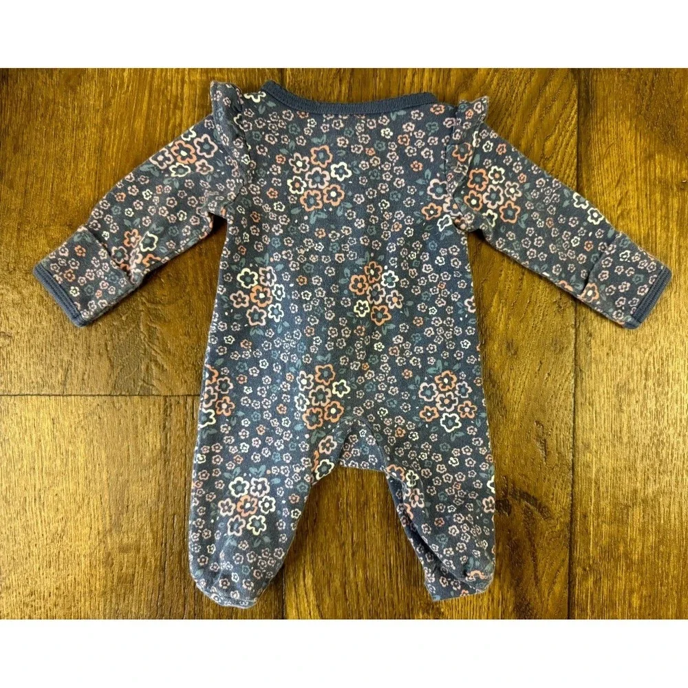 Carters Baby Girl Preemie Sleeper Outfit Zips‎ Reborn Doll Clothes Floral Ruffle